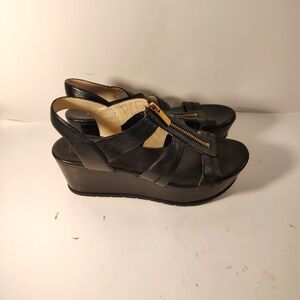 Michael kors shoes sandals heels women's size 6.5 3-in heel black leather